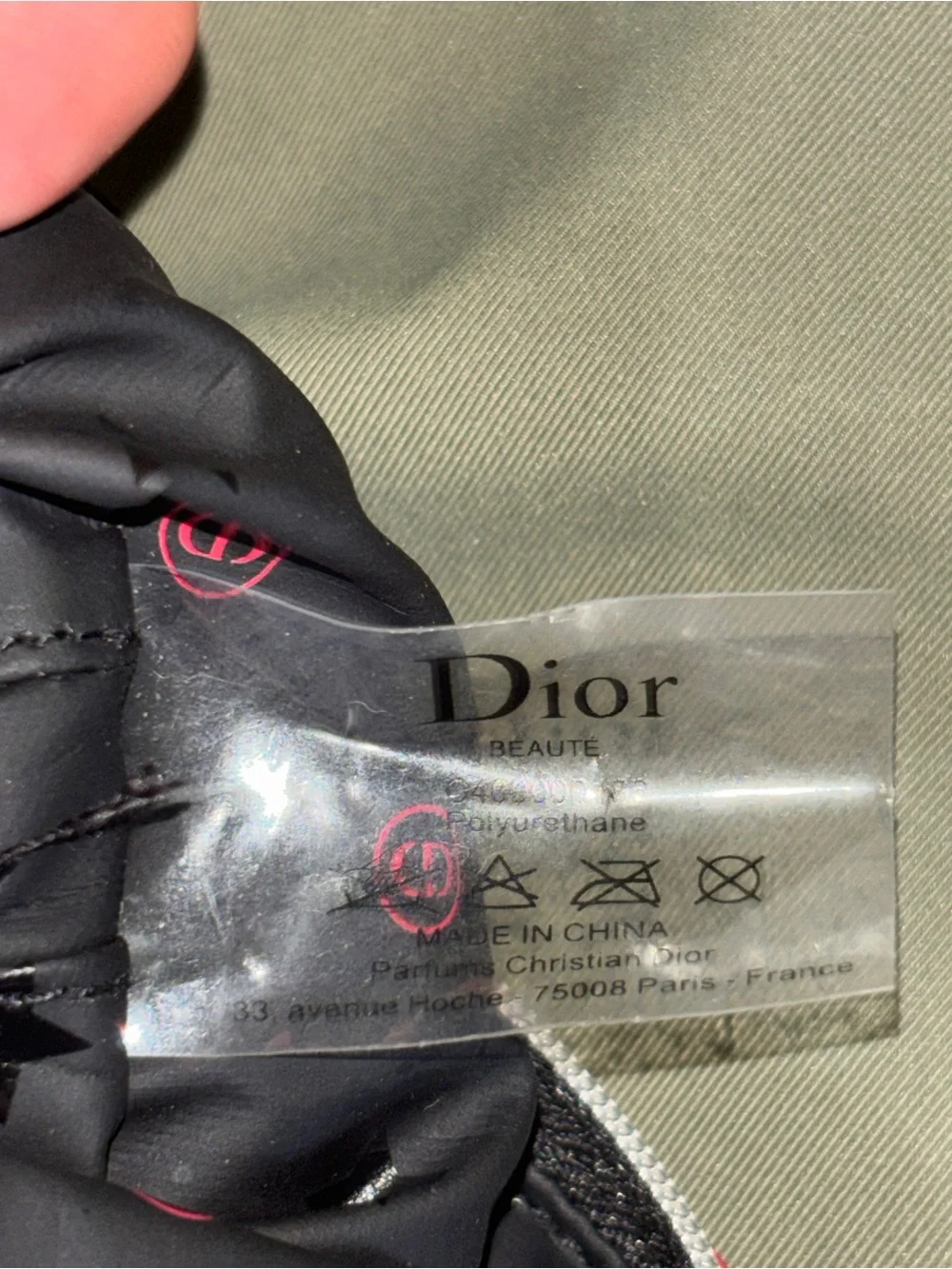 Dior Red Embossed red faux Leather Pouch